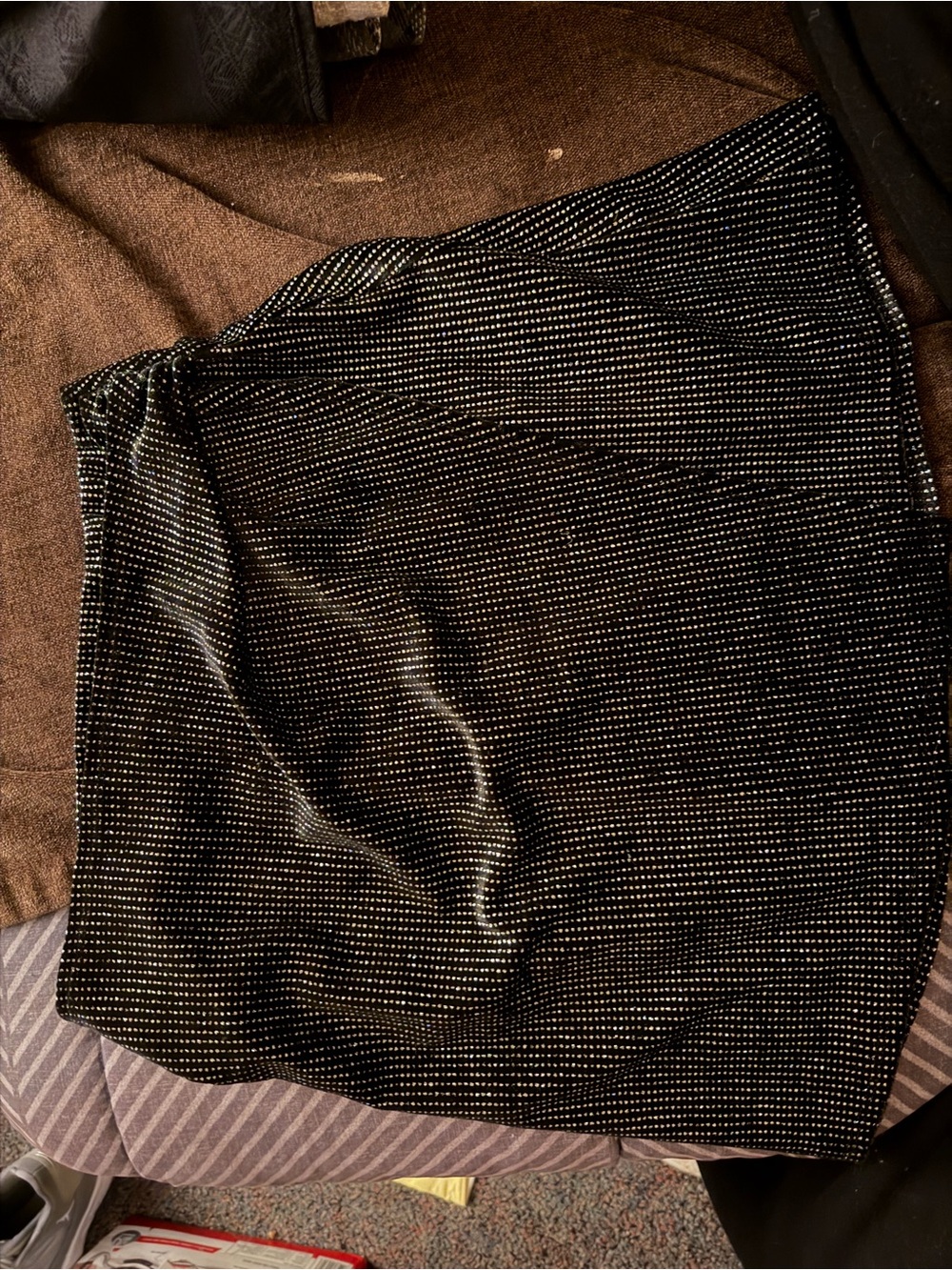 Black Mini Skirt with Metallic Dot Detail
